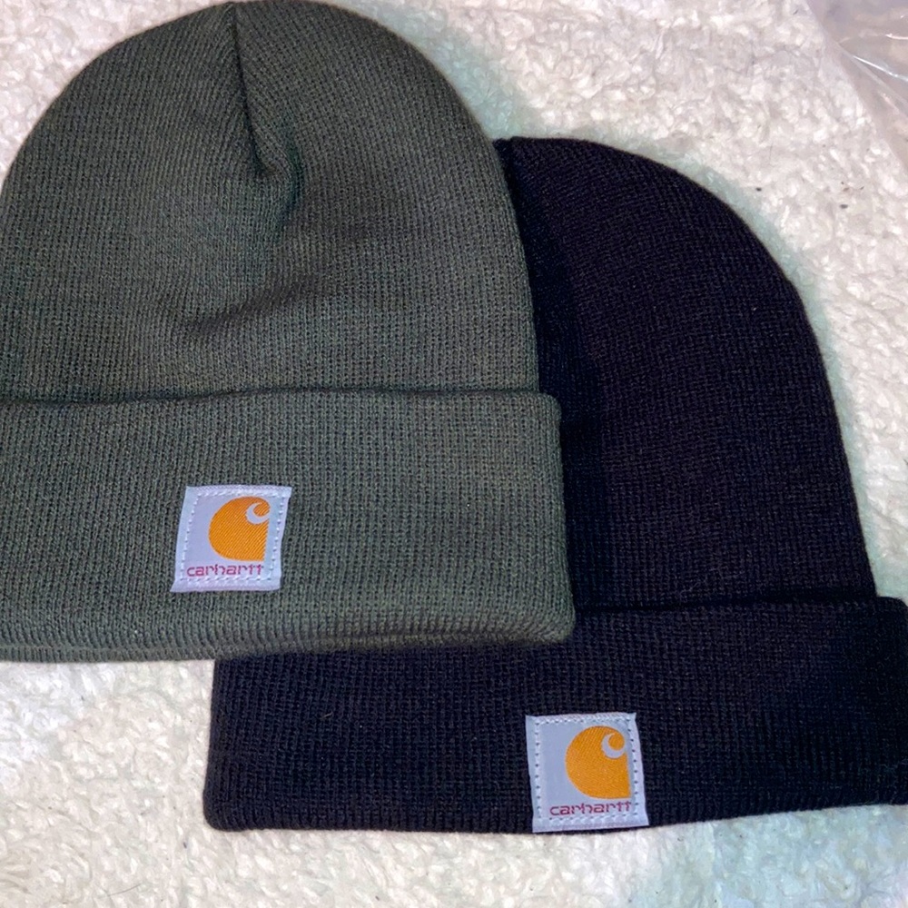 2CARHARTT hats, dark olive green and black